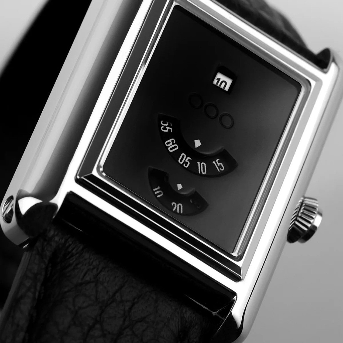 Out of Order WIND SHAPE Automatic Jump-Hour Black Rectangular Men’s Watch