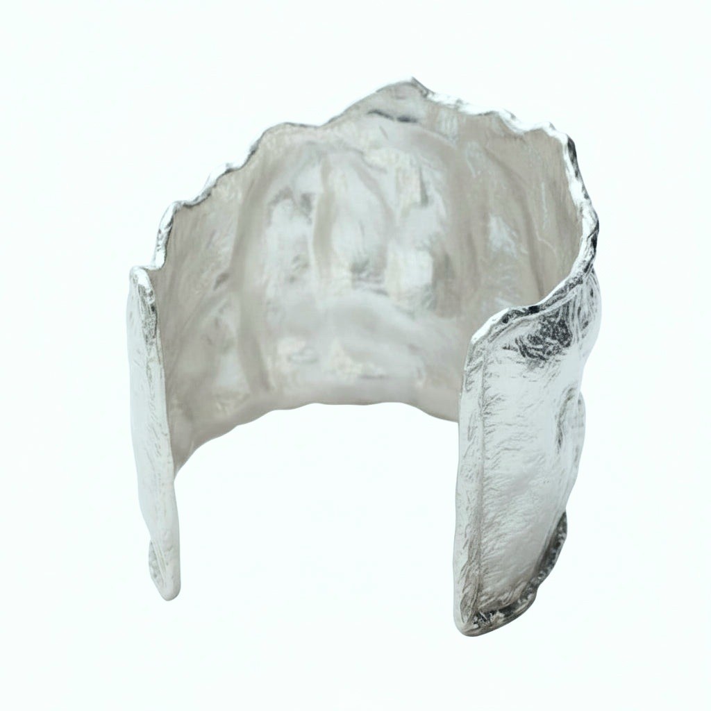 Hammered CUSTOM Organic Solid 999 Silver Bracelet Cff 80g Wide 75mm ALL Sizes