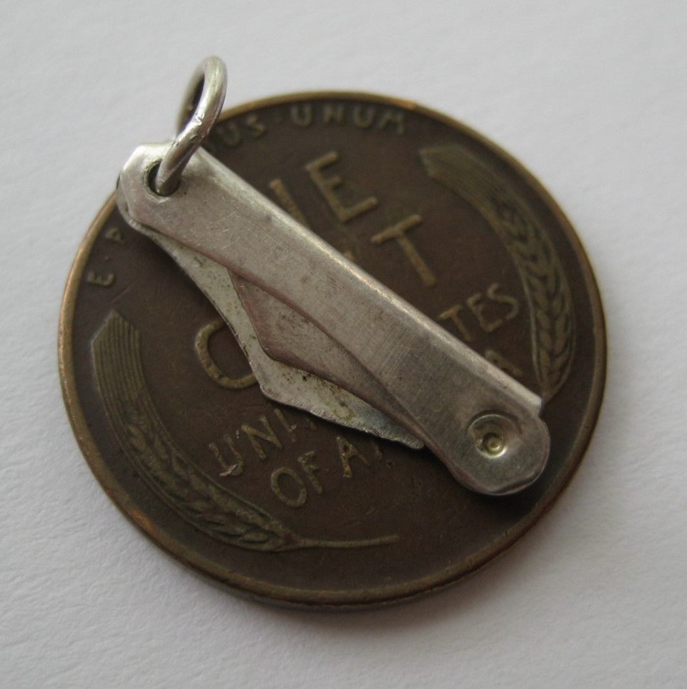 VINTAGE Sterling Double Blade POCKET JACK KNIFE Silver Bracelet Charm