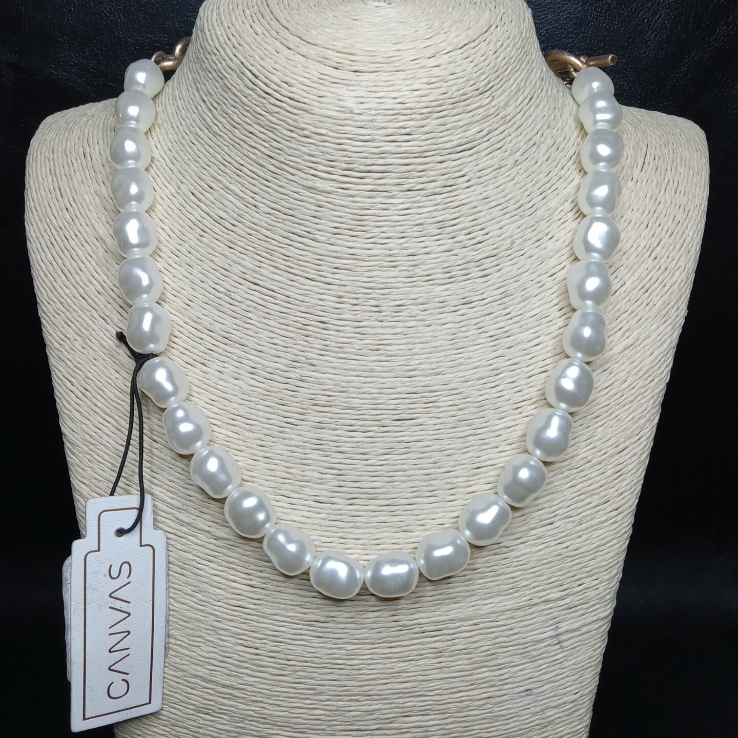 CANVAS Baroque White Faux Pearls Necklace Toggle Clasp. 9623
