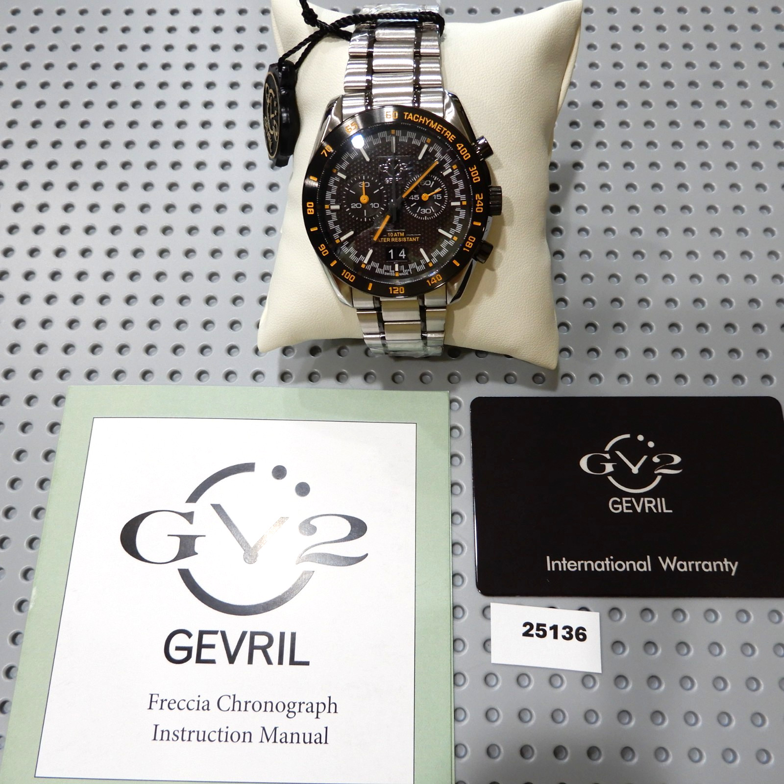 New In Box! WILL NOT LAST! GV2 Men’s FRECCIA CHRONOGRAPH-Swiss Quartz-Black Dial
