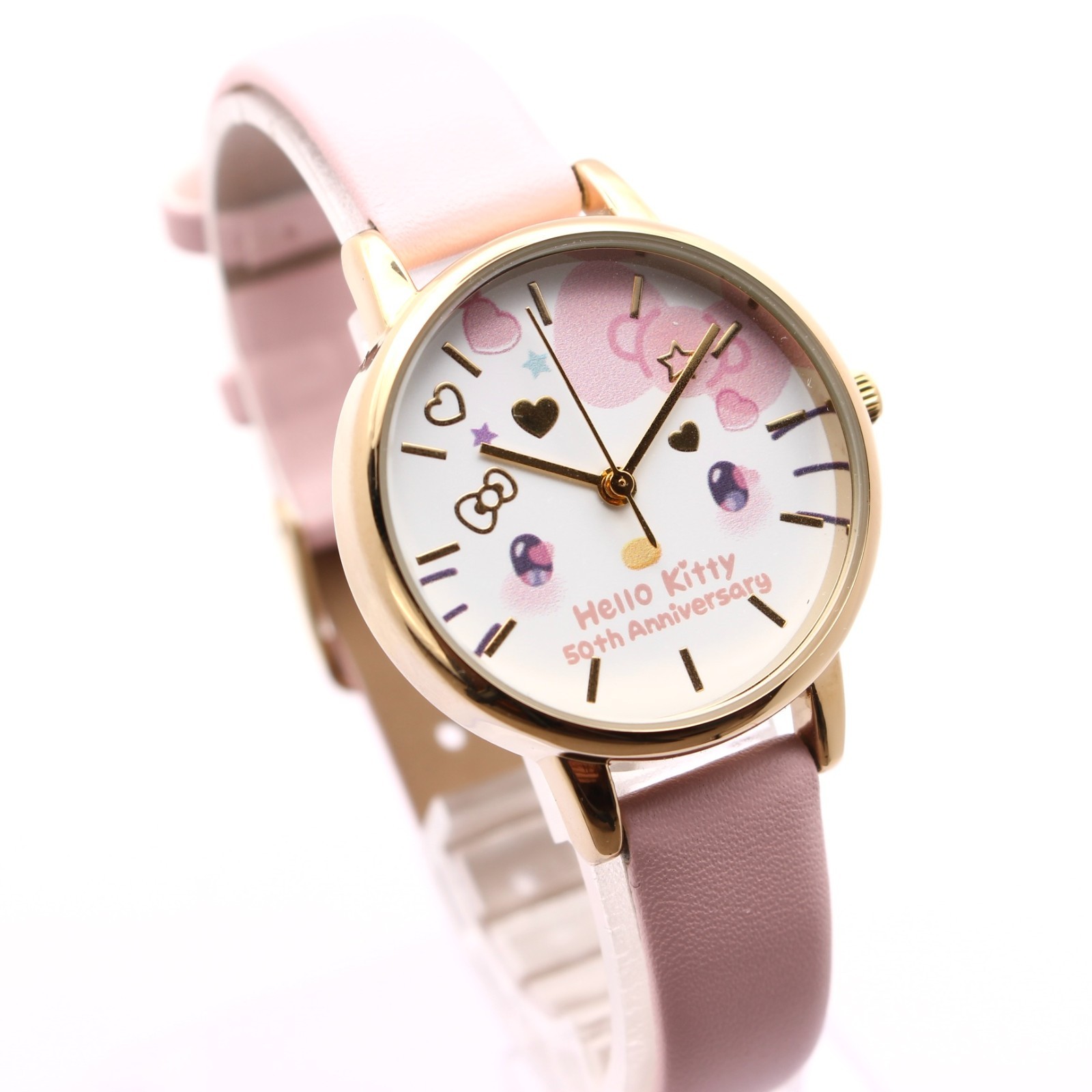 Hello Kitty 50th Anniversary Ladies Watch Pink Gold Quartz w/Box Warranty Japan