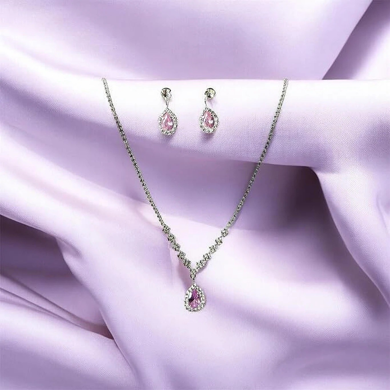 Crystal Pink Jewel Set (Pack of 1) wedding jewelry set lab created stone