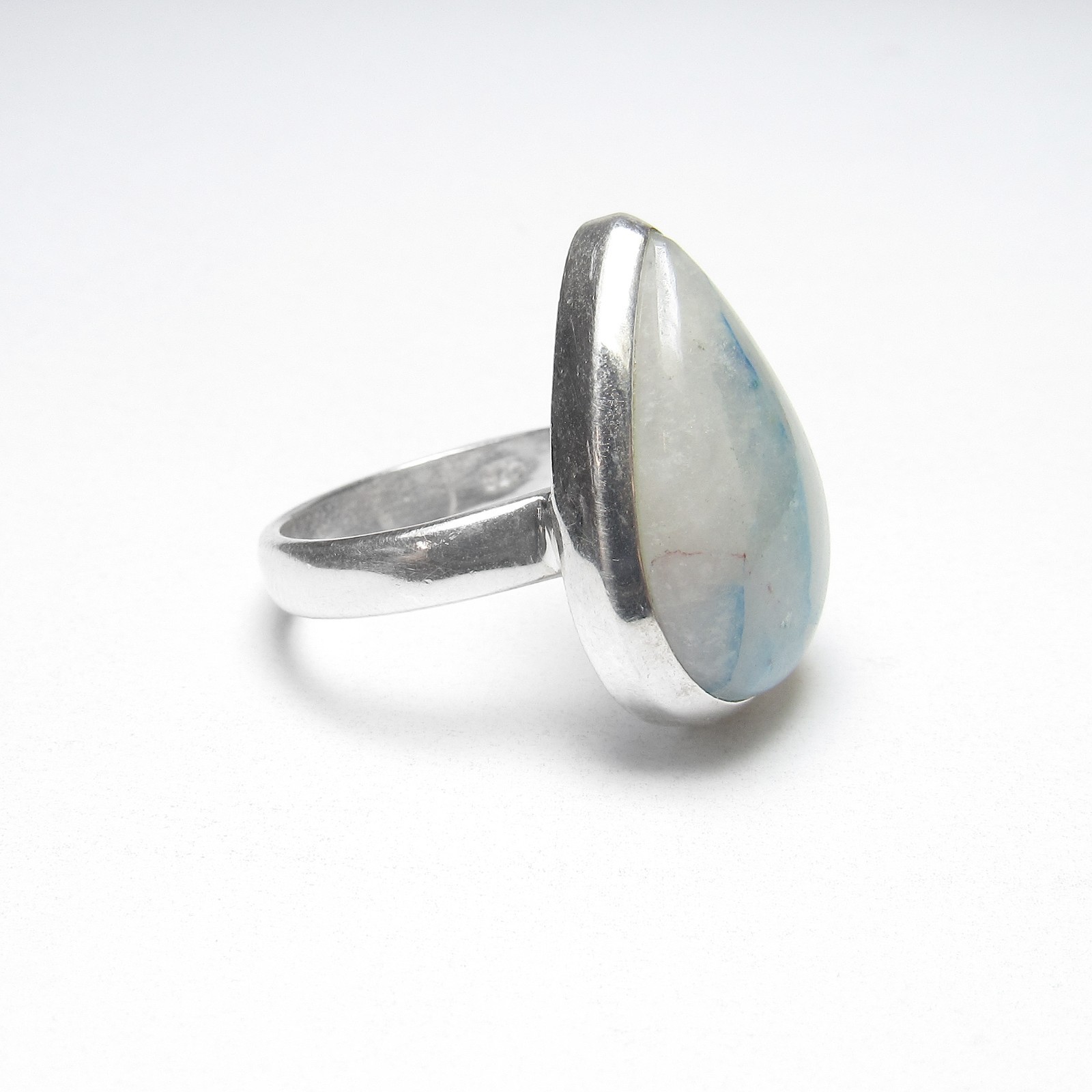 Sterling Silver 10.00 Ct Natural Pear Blue Accented Quantum Quattro Stone Ring