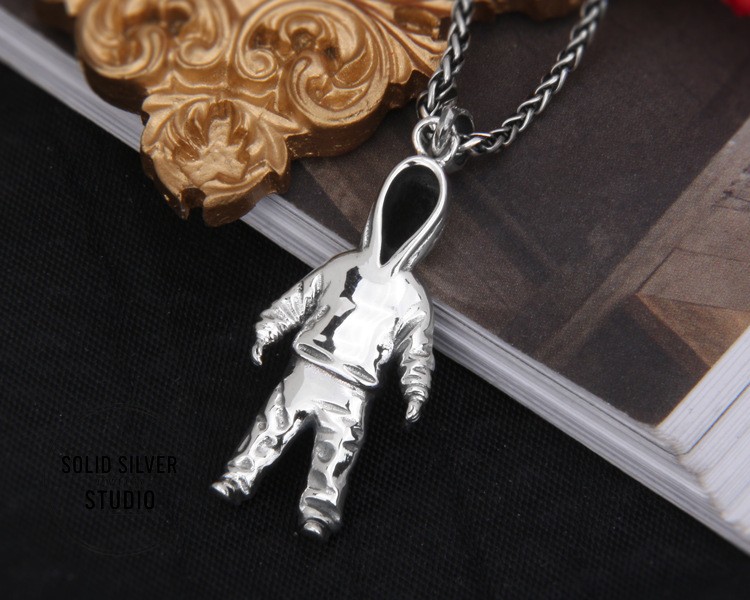 Faceless Hoodie Figure Pendant 925 Silver Streetwear Hip Hop Anonymous Charm