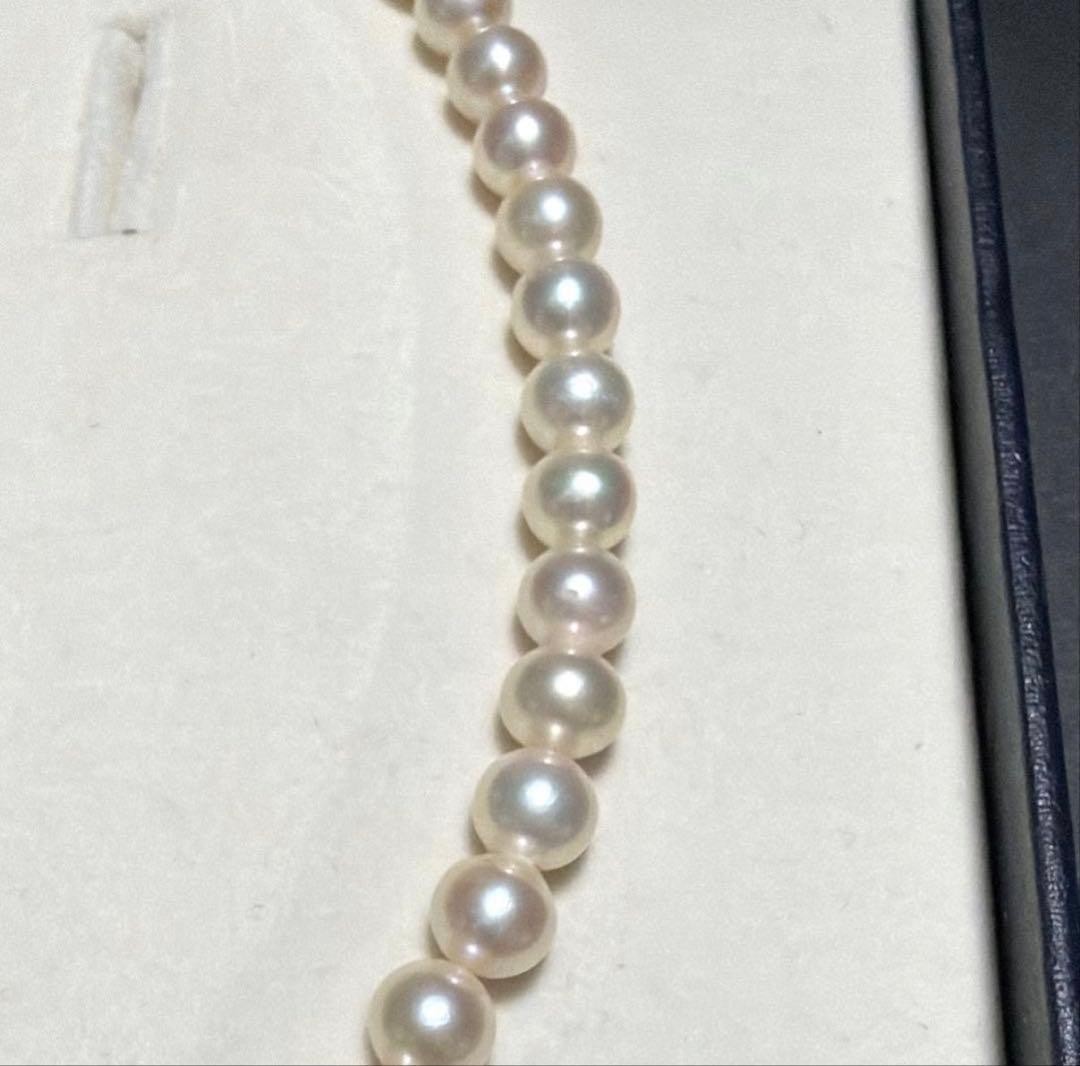 TASAKI AKOYA PEARL NECKLACE 7.0-7.5MM WHITE SILVER CLASP FROM JAPAN