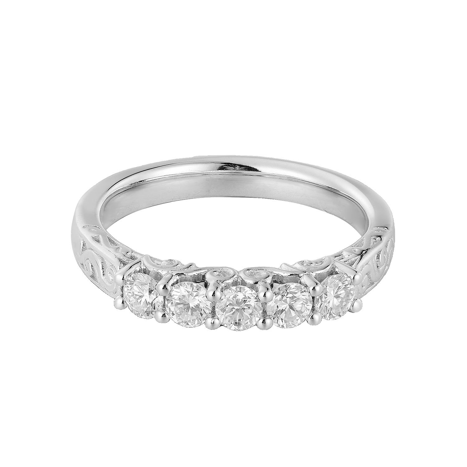 14K White Gold Round Natural Diamond Wedding Band MZ11420