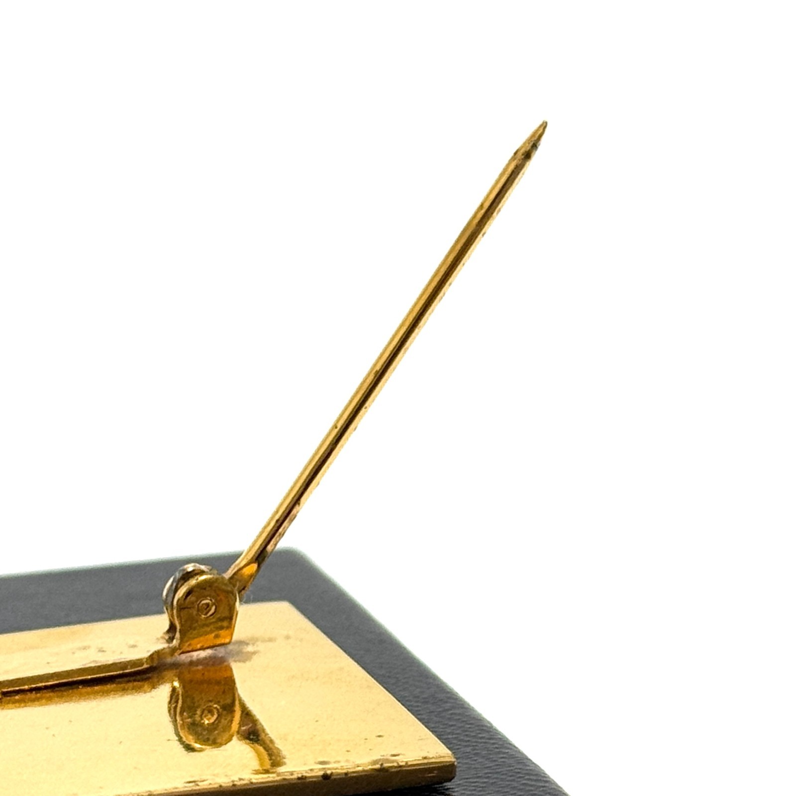 CHANEL CC Logo COCO Mark Plate Brooch Gold Vintage Authentic Japan