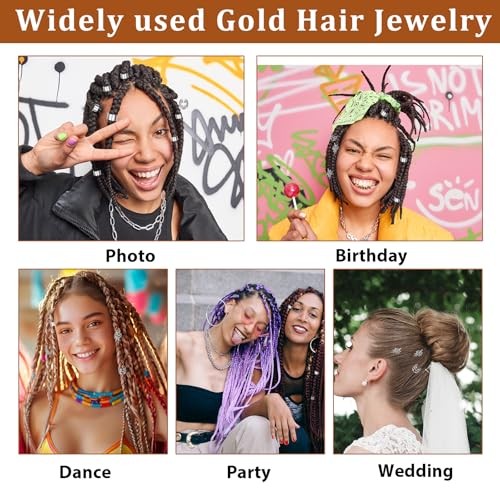 50 PCS Silver Hair Jewelry for Braids Accessories, 5 Styles Hair Cuffs for