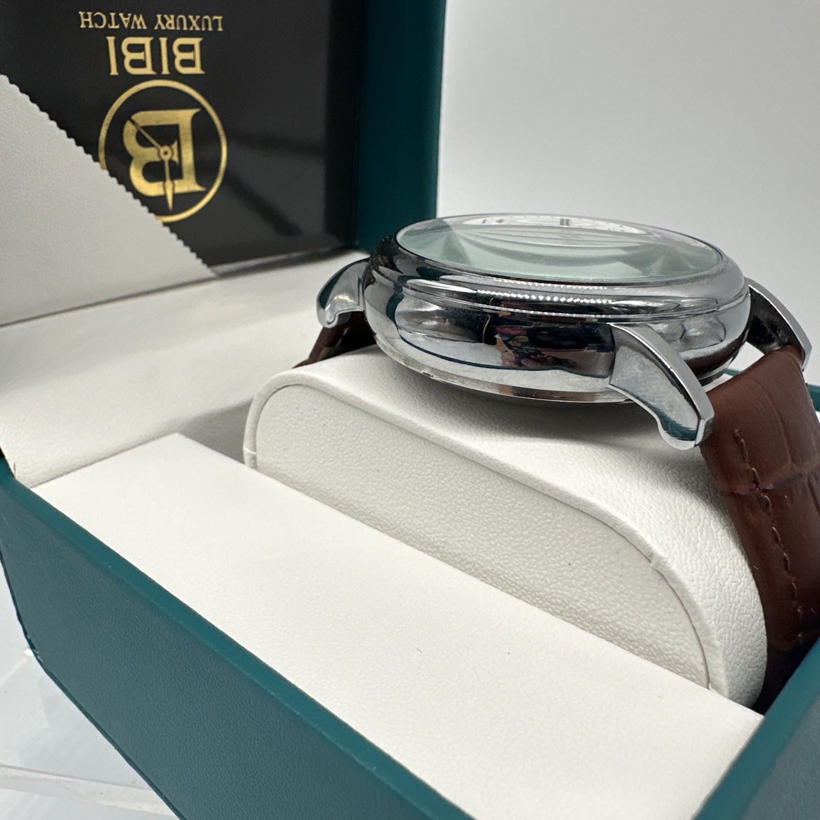 BIBI Men’s Luxury Watch B0108, 47mm Skeleton Dial, Leather Strap, New