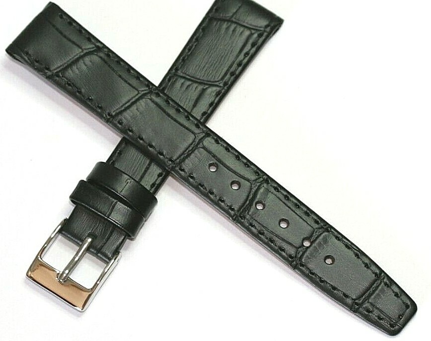 EASY FIT CLIP ON OPEN ENDED LEATHER WATCH STRAP BLACK 12MM to 20MM FREE POST