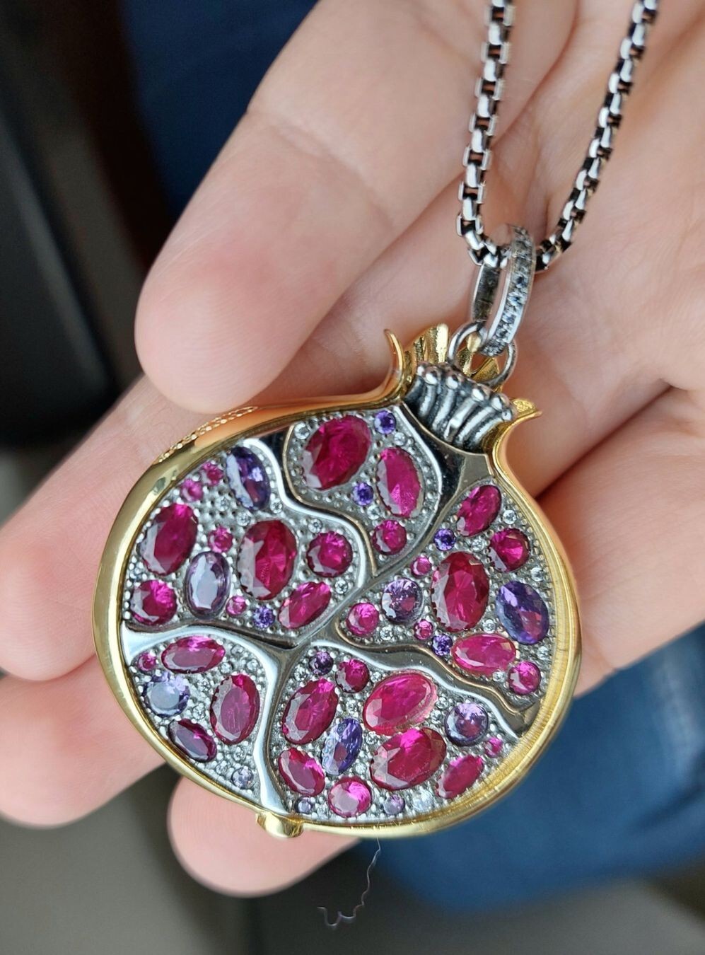 Pomegranate Fruit Hand Made Designer Pendant 925 Sterling Silver Collectable