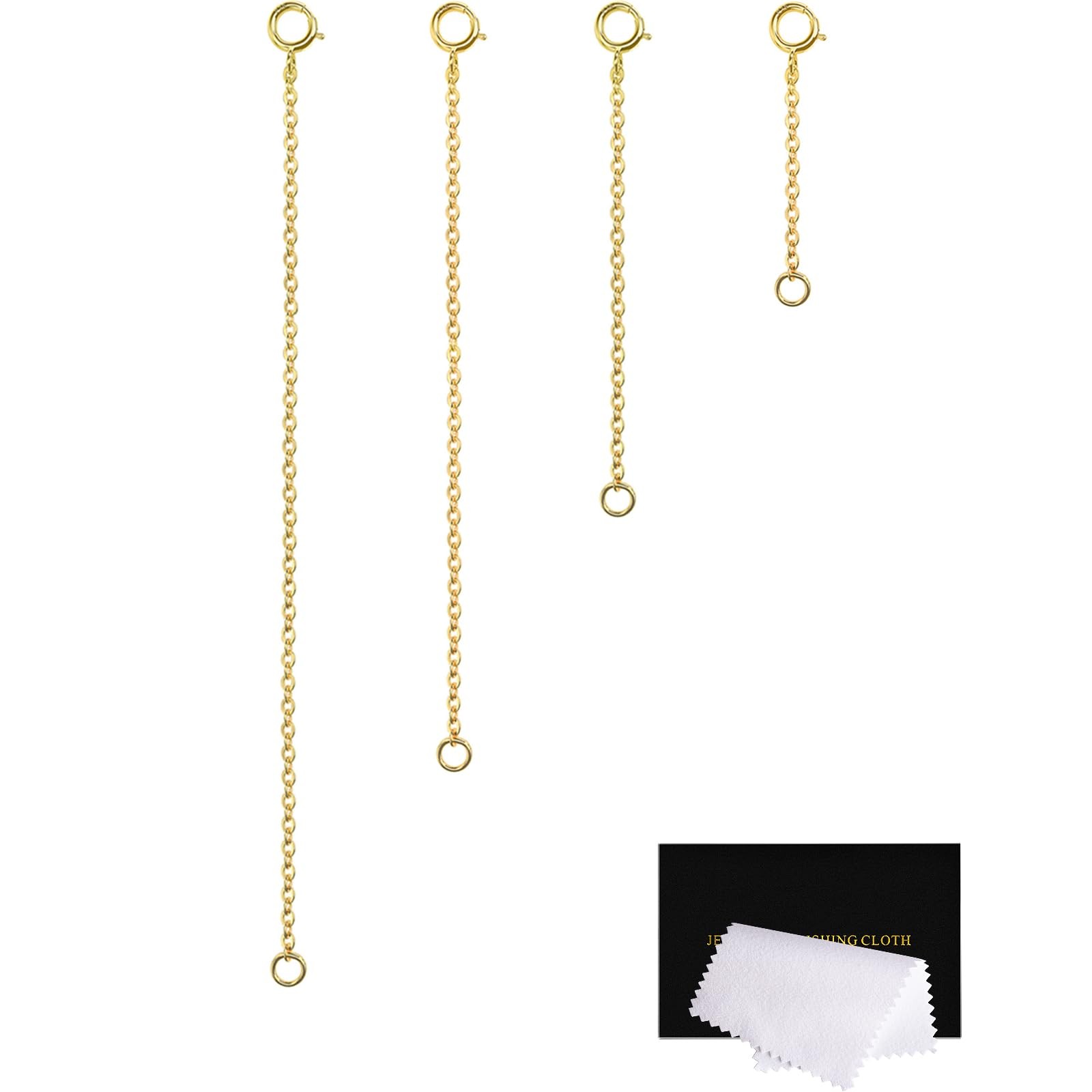 Gold & Silver Necklace Extender Set – 4 Pieces (1-4 Inches) Jewelry Chain