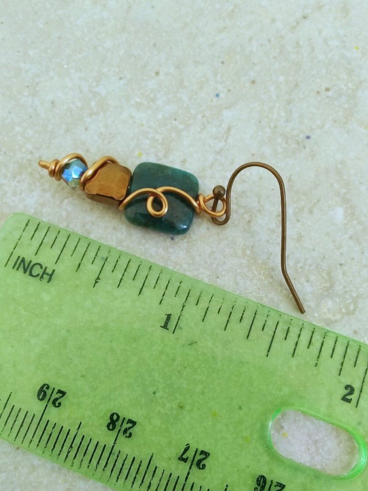 Wire Wraped Short Apatite & Copper Dangle Earrings ~ Handmade Boho Southhwestern