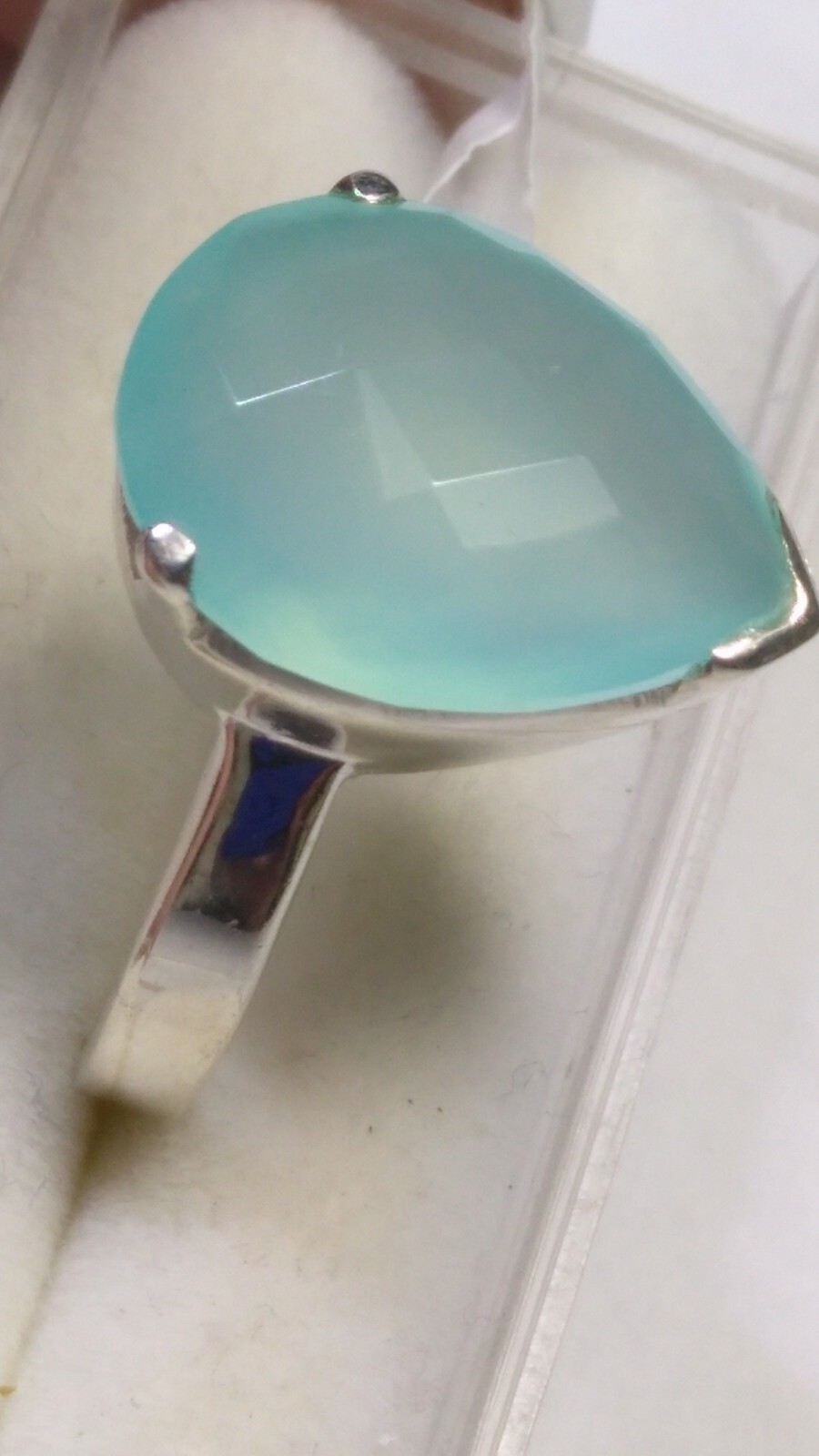 DREAMY SEA BLUE CHALCEDONY IN STERLING SILVER 925 RINGS SIZE 9.0-9.25,10.0-10.25