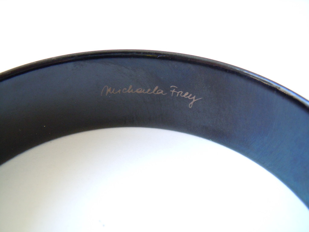 Michaela Frey Vintage Bracelet Flower Bouquet Bow Black Email 37.1g/Ø6.6cm