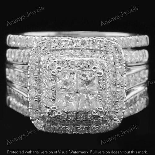 3 CT Princess Cut Moissanite Bridal Wedding Ring Set Real 925 Sterling Silver