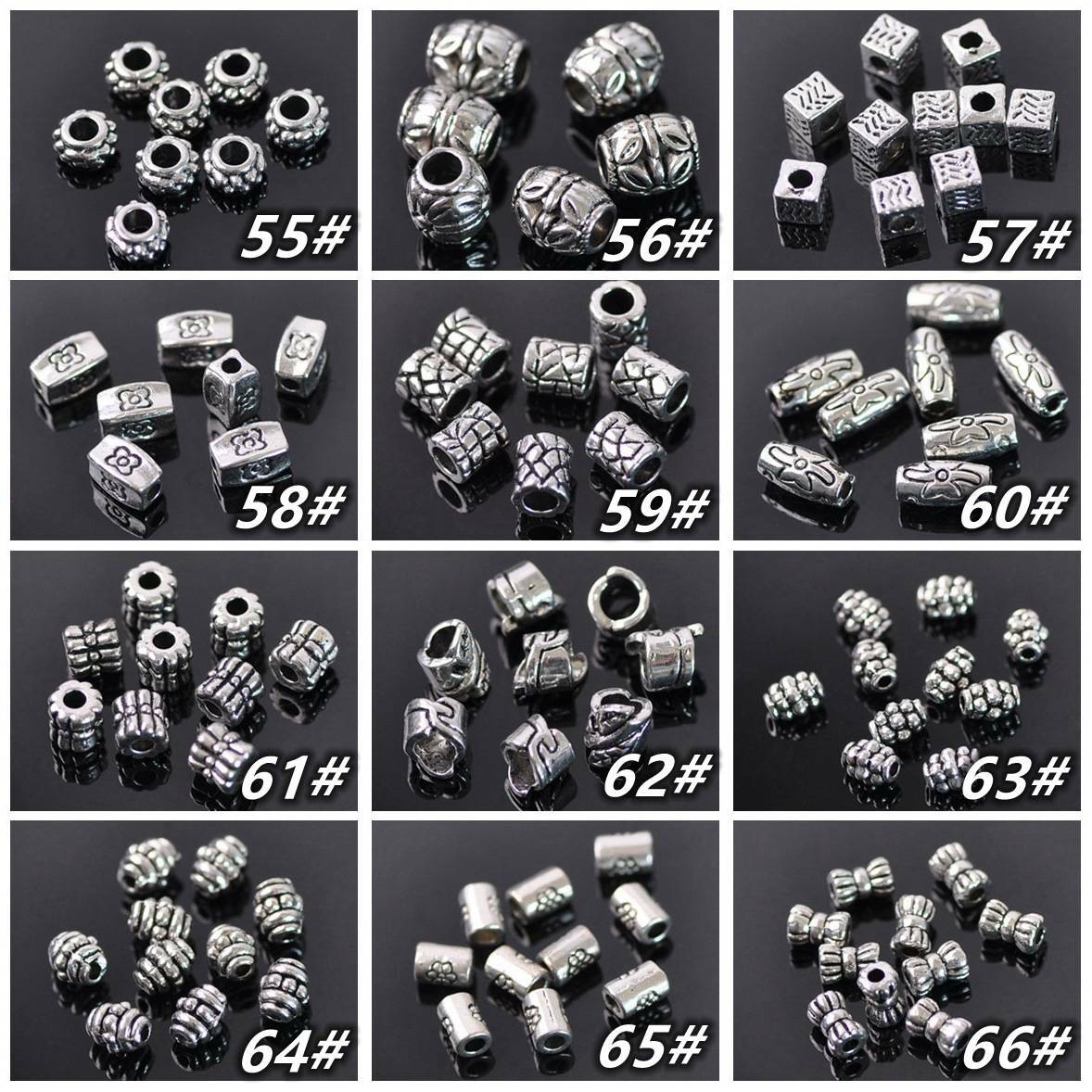 50pcs Tibetan Silver Metal Loose Spacer Craft Beads lot Wholesale Jewelry Making