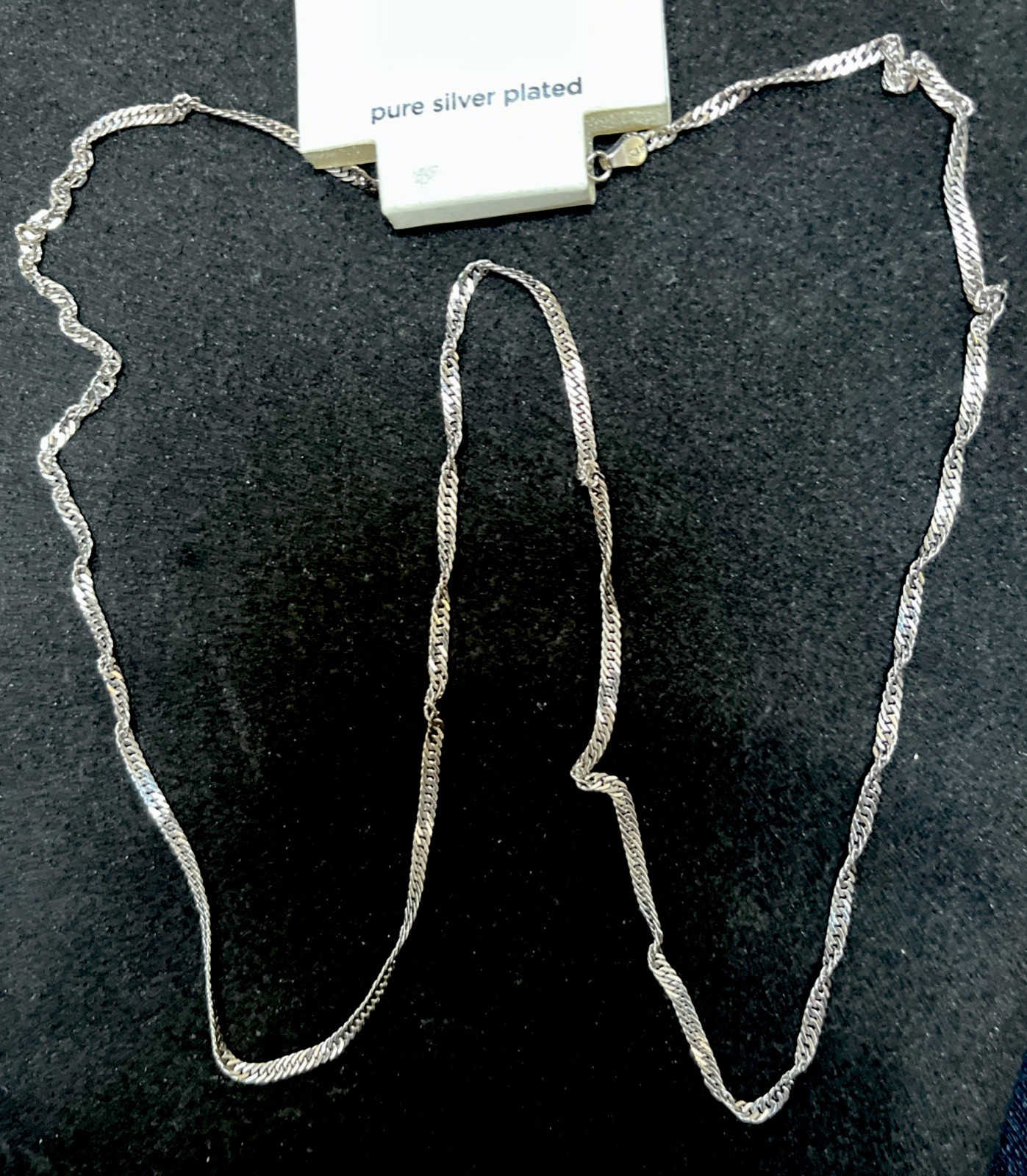 Vtg Silver Reflections Pure Silver Plated Twisted Chain Necklace 24″