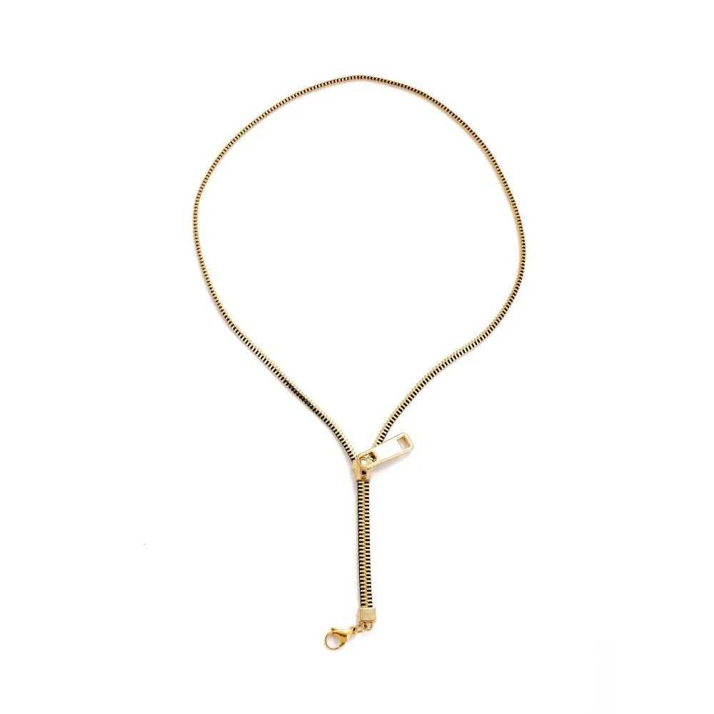 Jewelry Choker Zipper Necklace Hip-hop Punk Pull-able Zipper Sweater Chain Trend