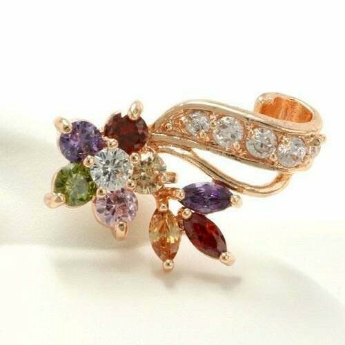 Rose Gold Overlay Beautifully Lab Created Multicolor Stone Earrings