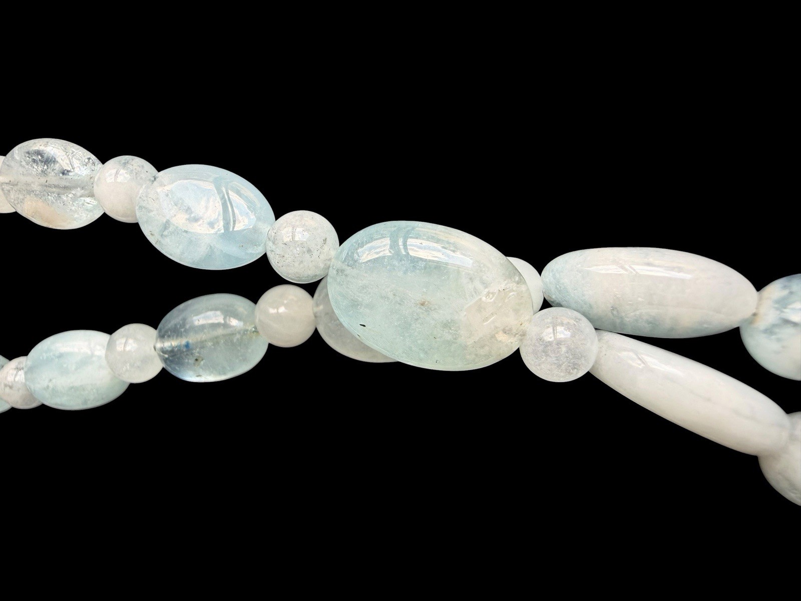 Signed Jay King DTR Sterling Silver Double Strand Aquamarine Beaded Necklace