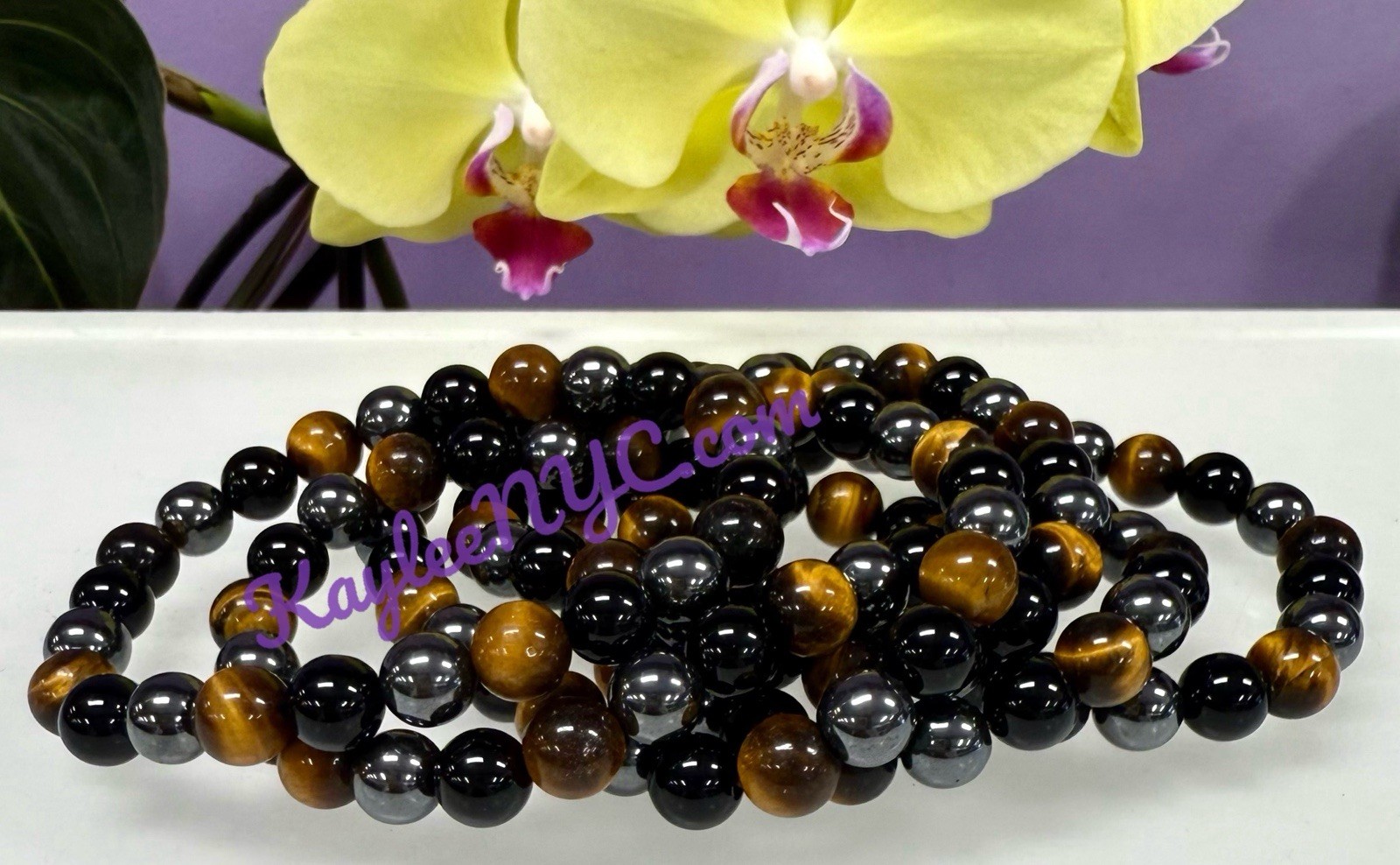 6 Pcs Protection Natural Crystal Healing Stretch Bracelets 8mm 7.5″