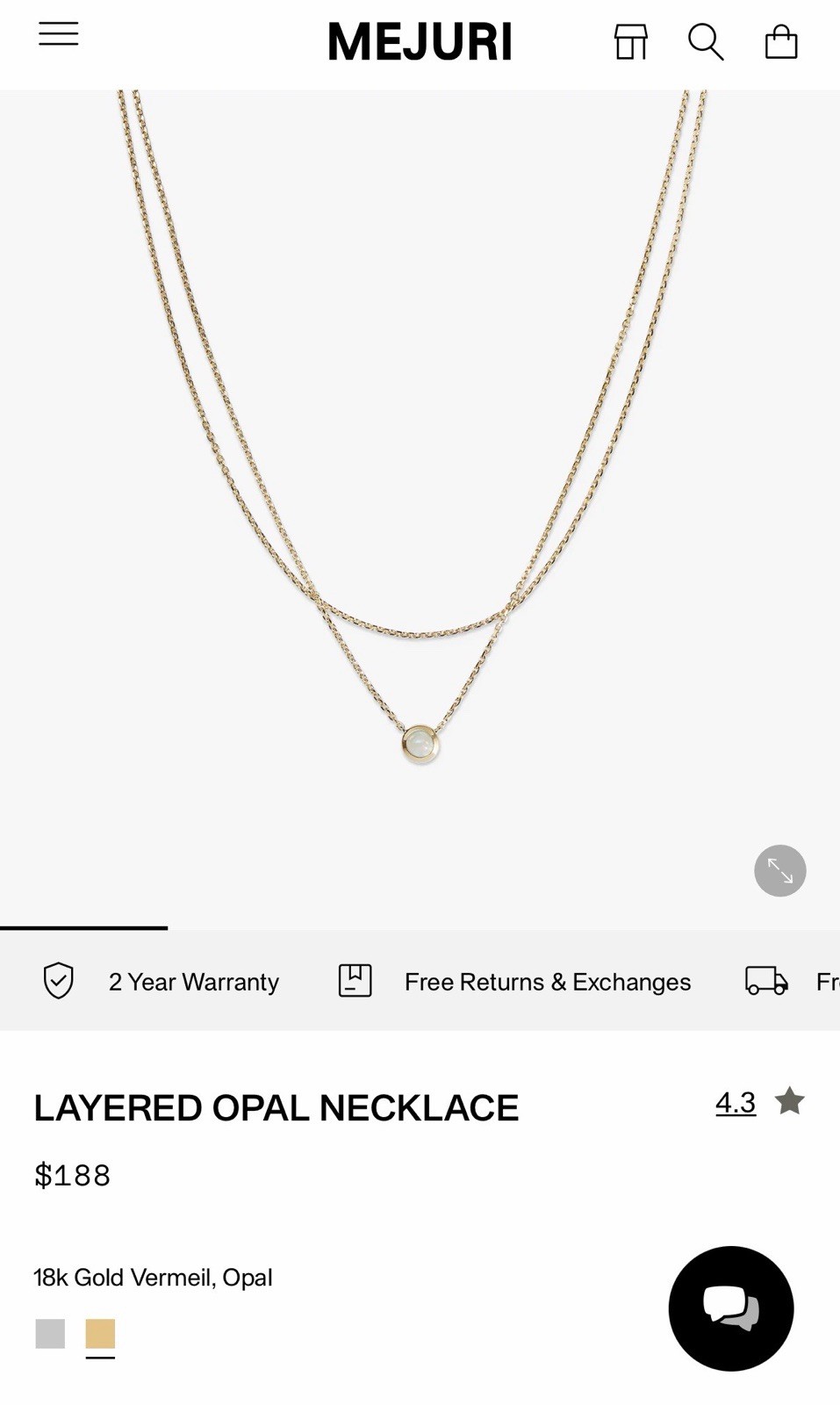 MEJURI Layered Opal Pendant Necklace 18k Gold Vermeil Round Bezel