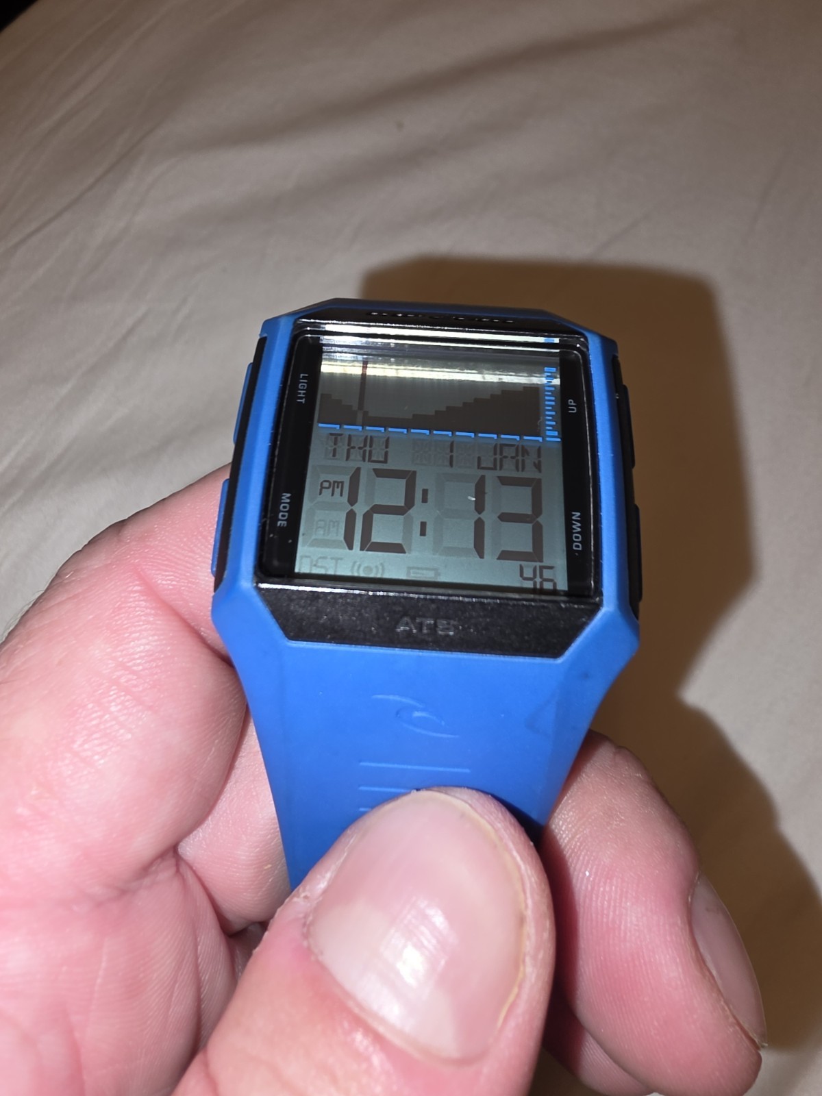 Rip Curl Tide Watch Blue Lcd Surf Great Condition A1119 New Battery. Awesome