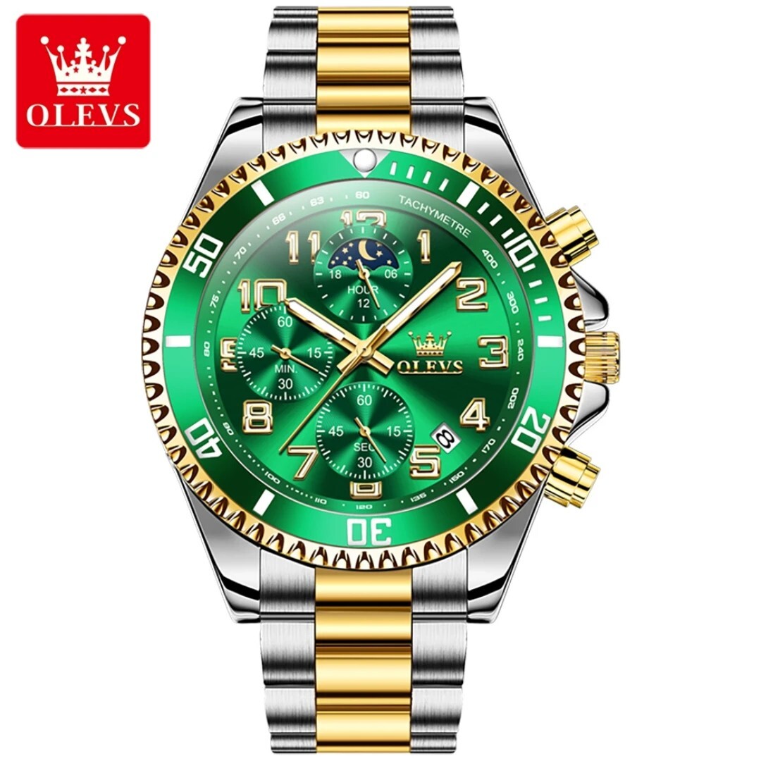 OLEVS Luxury Mens Quartz Watch Business 3 Bar Luminous Date Stainless Steel Band