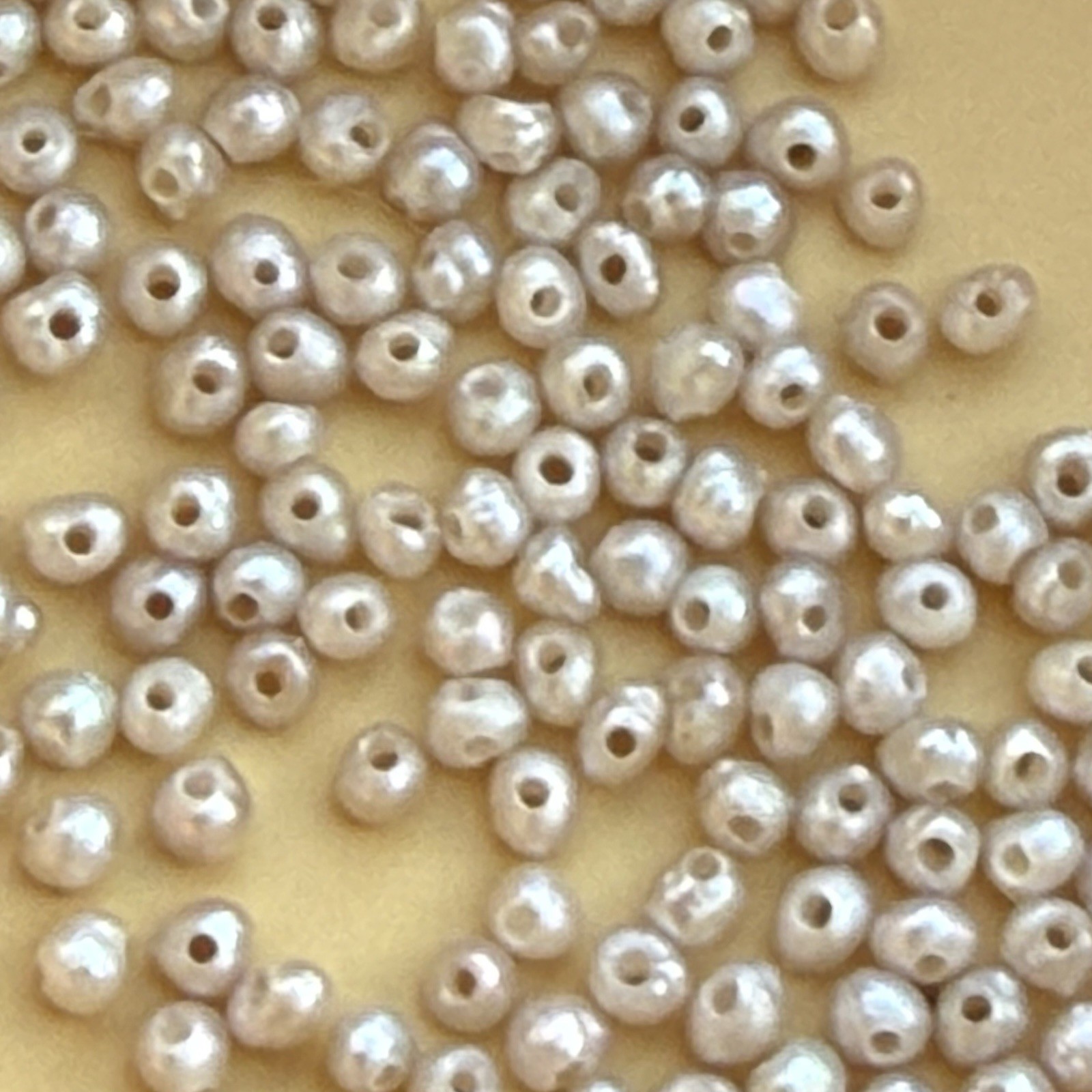 10PC FULLY DRILLED SEED PEARLS LOOSE 1.2MM TO 1.7MM HARD TO FIND GOOD CONDITION