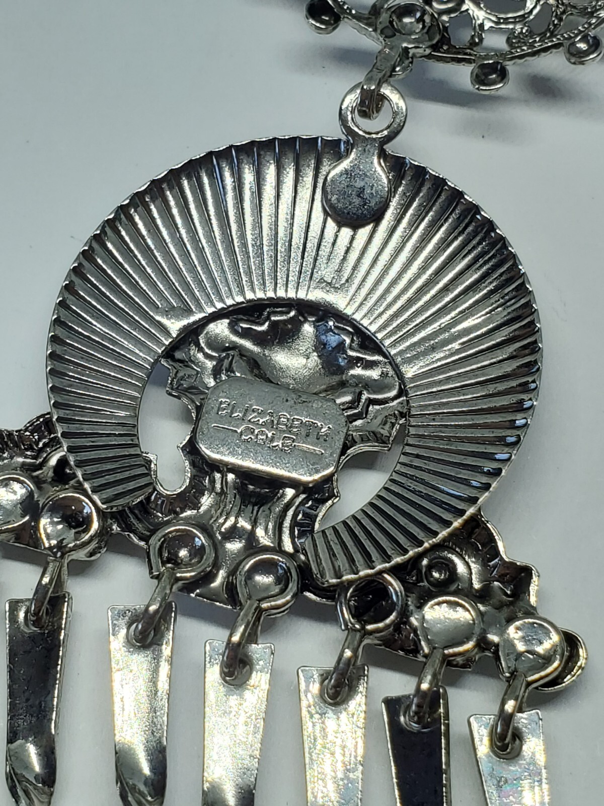 Elizabeth Cole Huge Silver Tone Ornate Statement Dangle Earrings