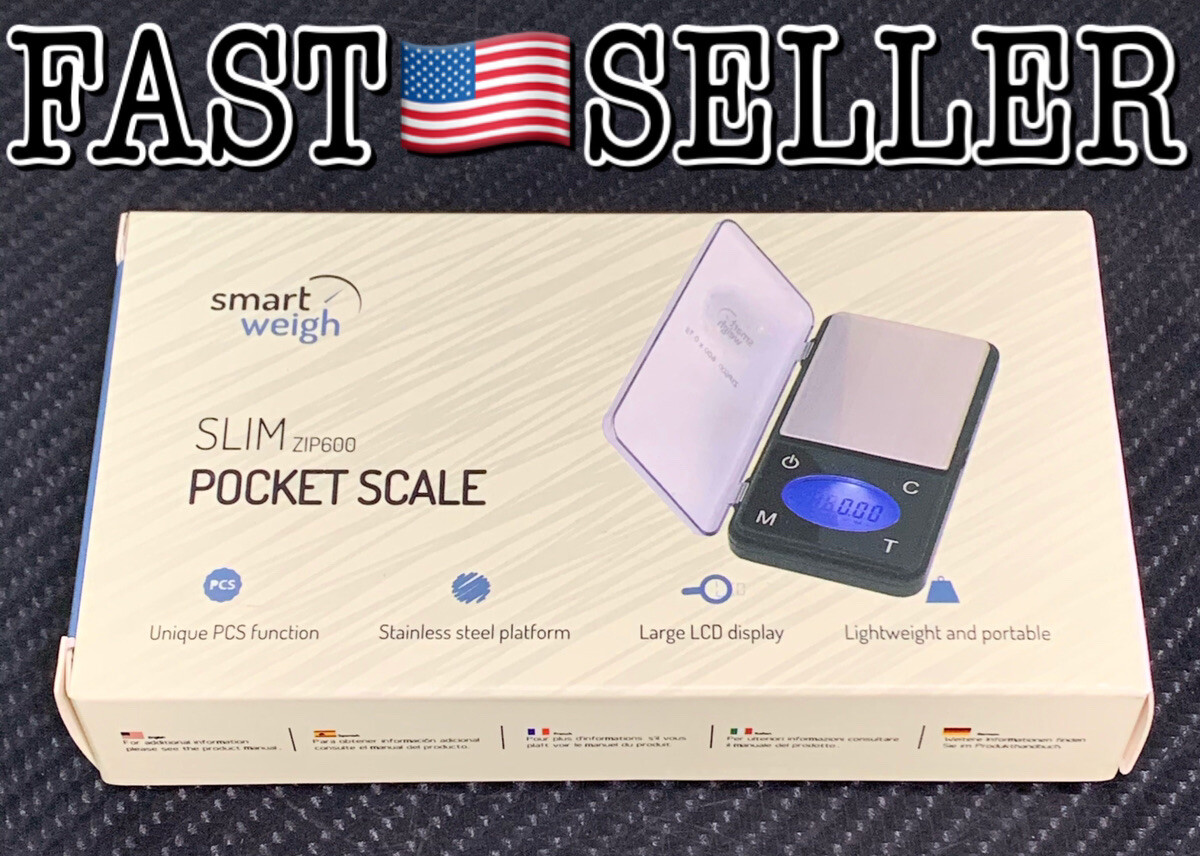 Smart Weigh ZIP600 Ultra Slim Digital Pocket Scale 600g by 0.1g – NEW IN BOX!