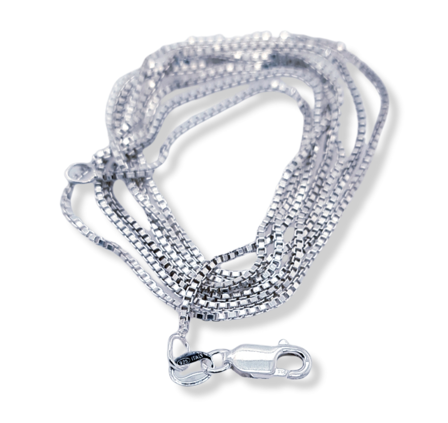 925 Sterling Silver BOX Chain Necklace 1.2 mm 18 20 24 30 36 Inches