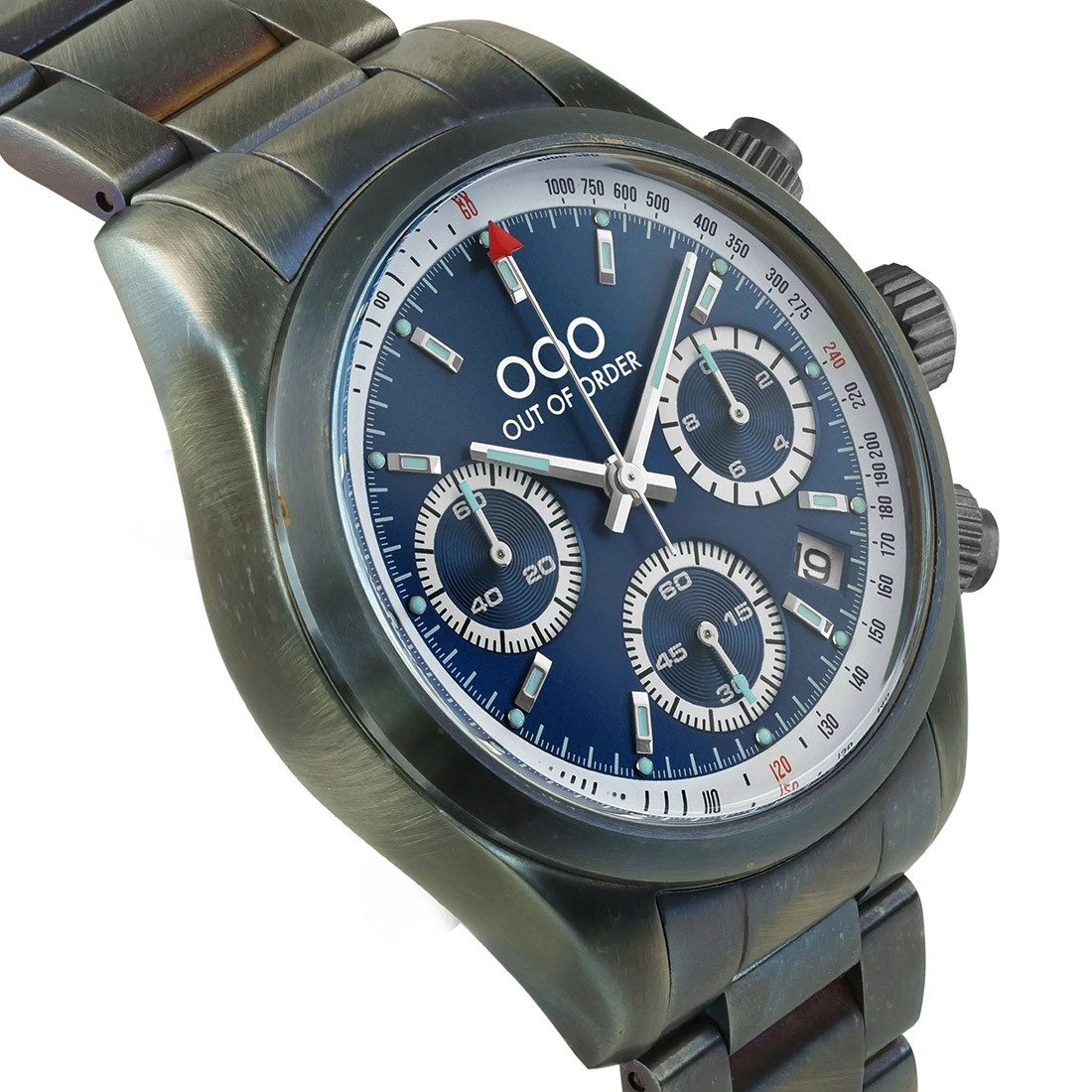Out of Order SPORTY Chrono Hybrid Mechanical Quartz Blue Steel Date Men’s Watch