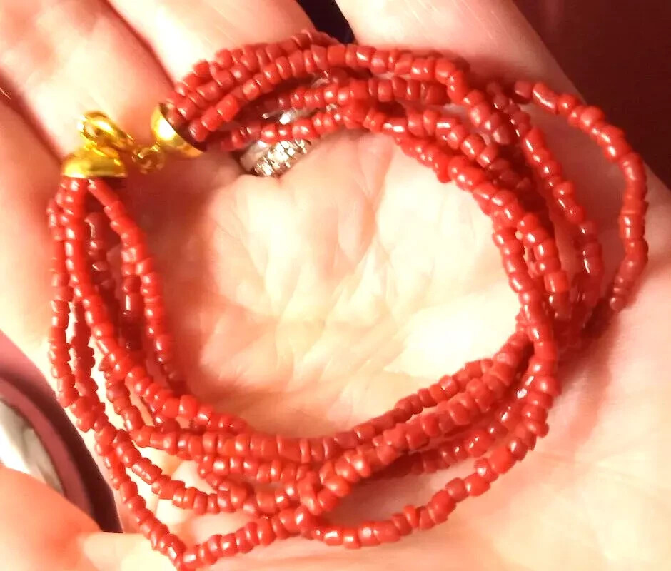 🦋Antique 18Kt 750 Gold Scare Multifilament Coral Bracelet🦋