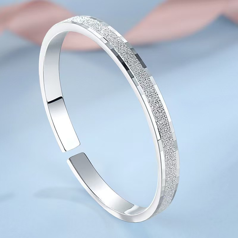 Silvery Women’s Fashion Simple Opening Bracelet Adjustable Copper Bracelet