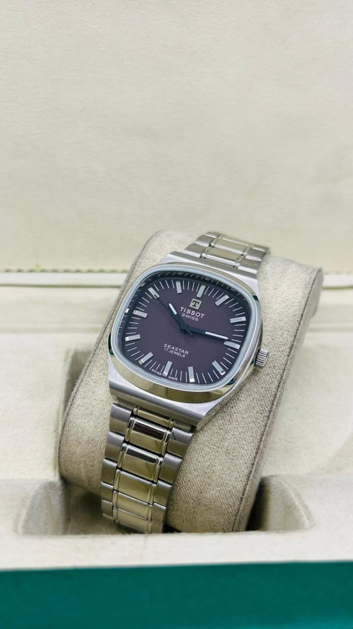 Tissot Seastar 17 Jewels manual movement brown dial swiss men’s watch