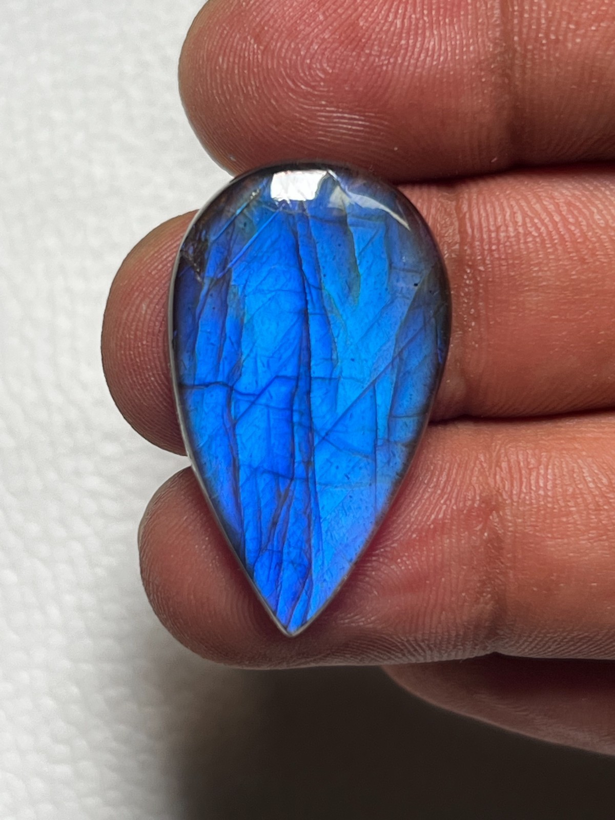 Natural Blue Labradorite Pear Cabochon 30x18mm 24Ct Loose Gemstone