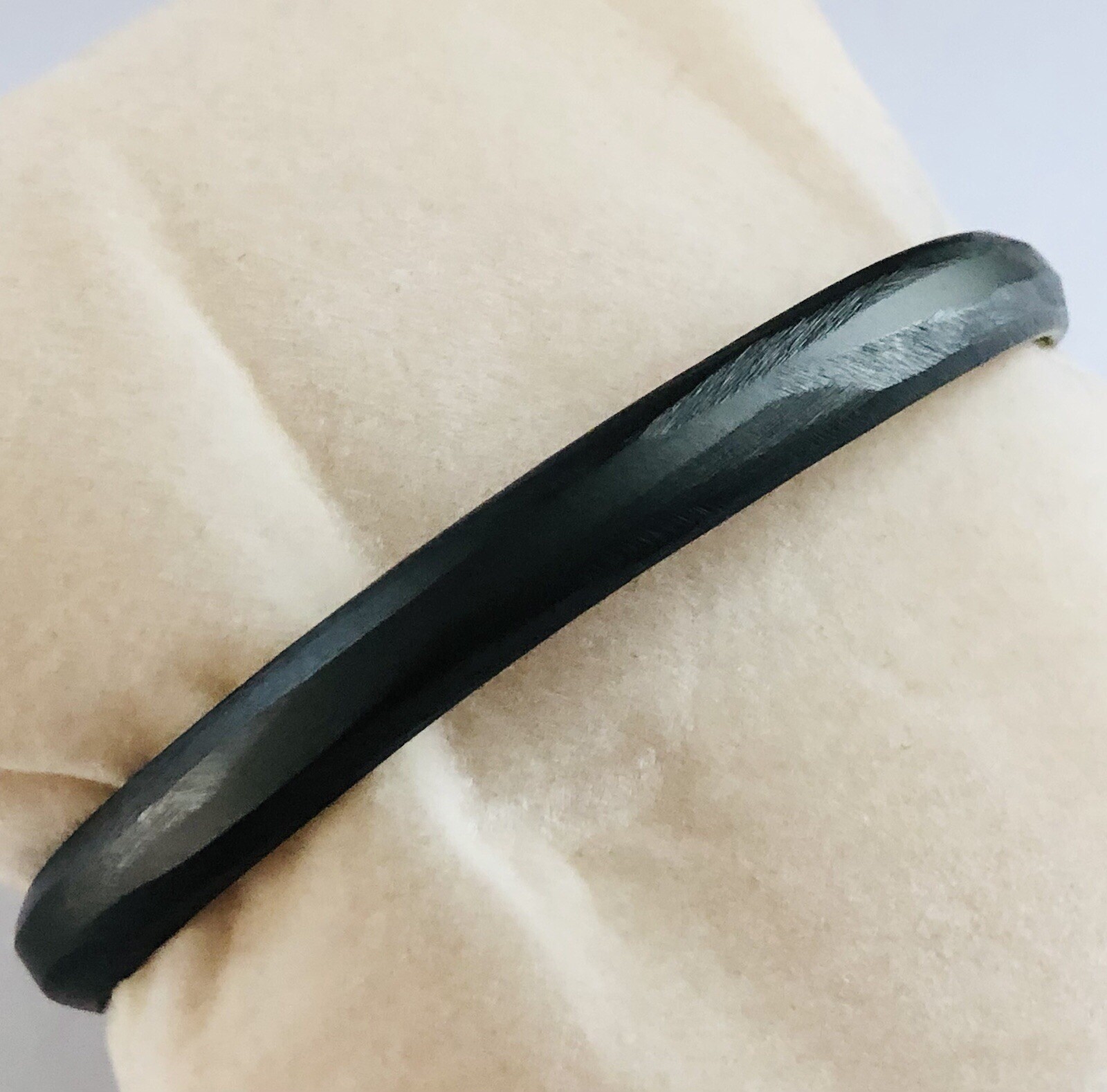 Signed ISSEY MIYAKE Grey Slate Dark Pewter Tone Metal Bangle Bracelet