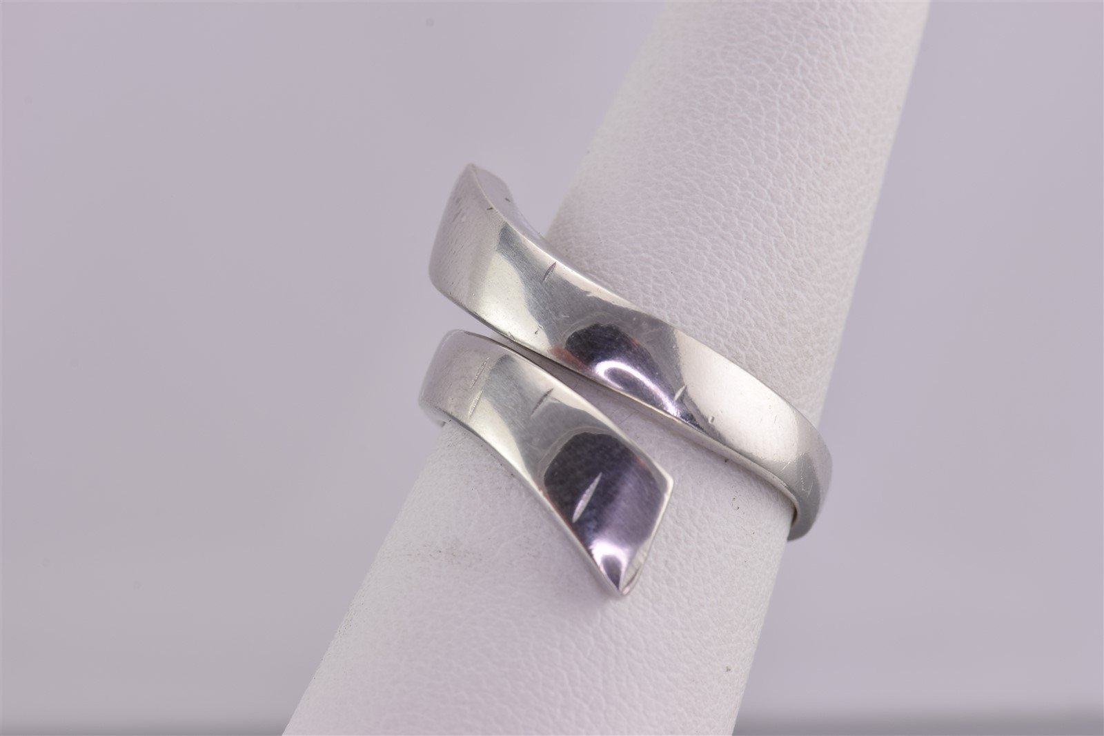 Sterling Silver 19mm Solid Tapered Wrap Around Bypass Band Ring 925 Sz: 8