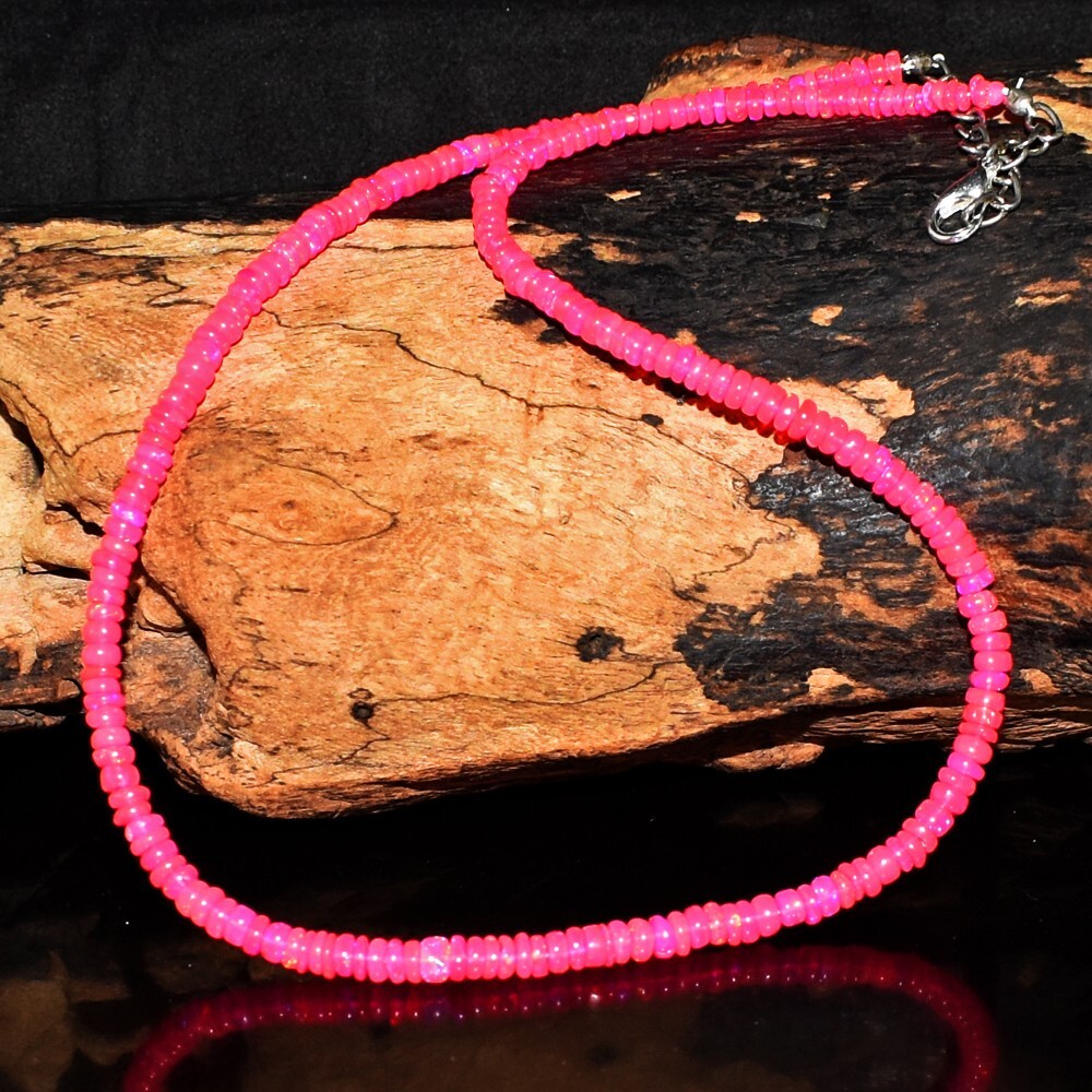 Most Amazing Pink Ethiopian Opal 36.00 Cts Beaded Beautiful Necklace VK 41 E593