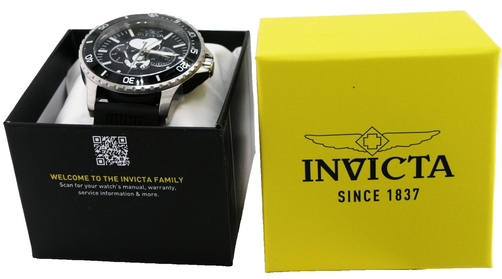 NEW WITH DEFECT INVICTA 38644 PEANUTS WATCH SNOOPY LIMITED BLACK DIAL 48MM