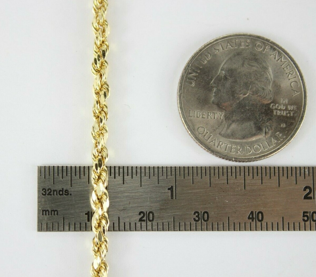 10K Yellow Gold Hollow Rope Twist Chain Necklace Bracelet 2mm-7mm 7″~9″ 16″~30″