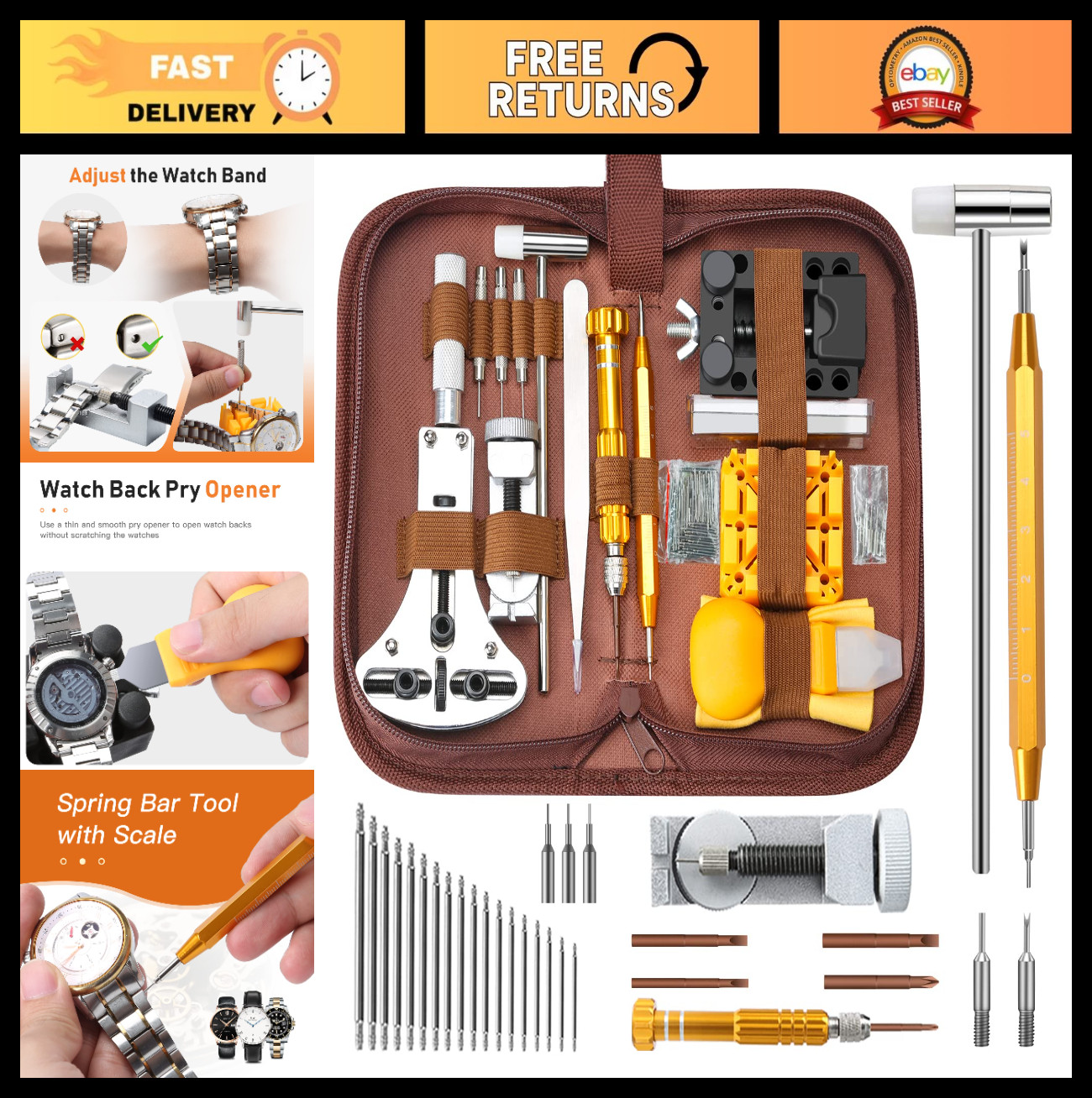 Professional Watch Repair Kit – Battery Replacement, Link Remover & Spring Bar T