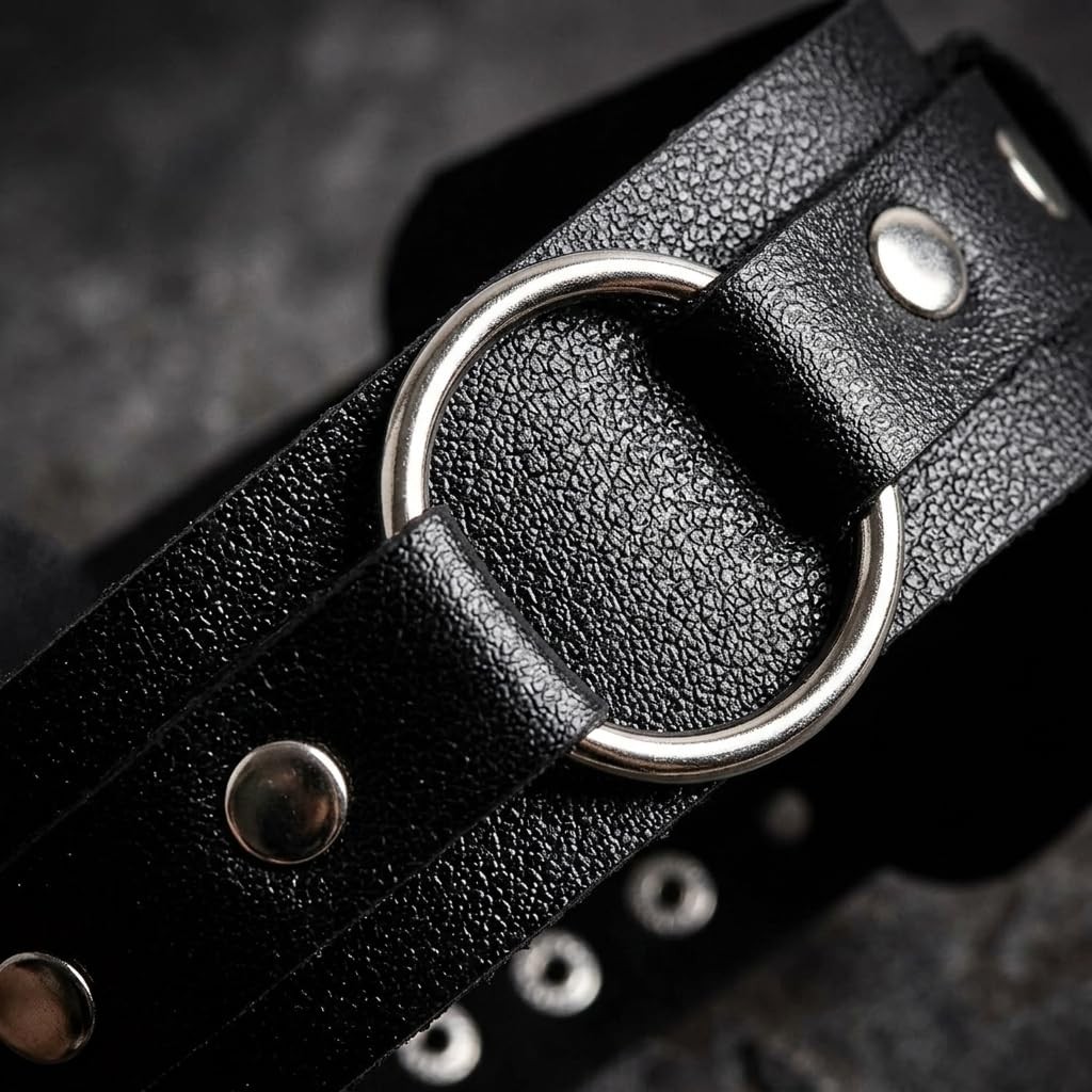 Leather Arm Bands for Men,Punk Bracelets Adjustable Upper Arm Strap with Meta…