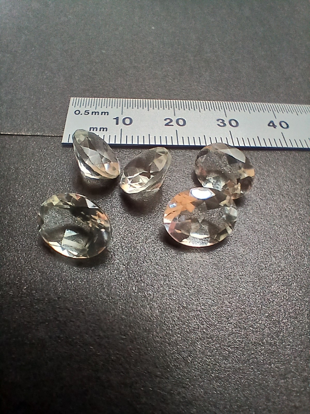 Assorted Gemstones Oval Cut, White/Colorless, Transparent, 5pcs, ~12x9mm