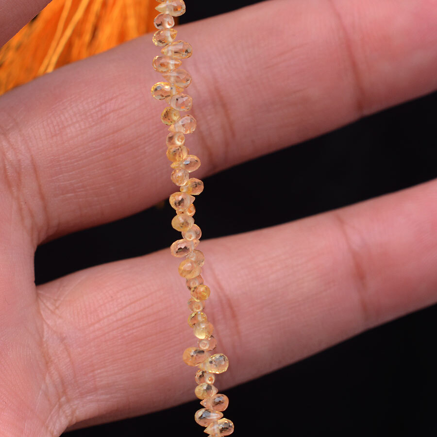 125 Pcs Natural Yellow Sapphire 3mm-4mm Drilled Briolettes Loose Gemstones Lot
