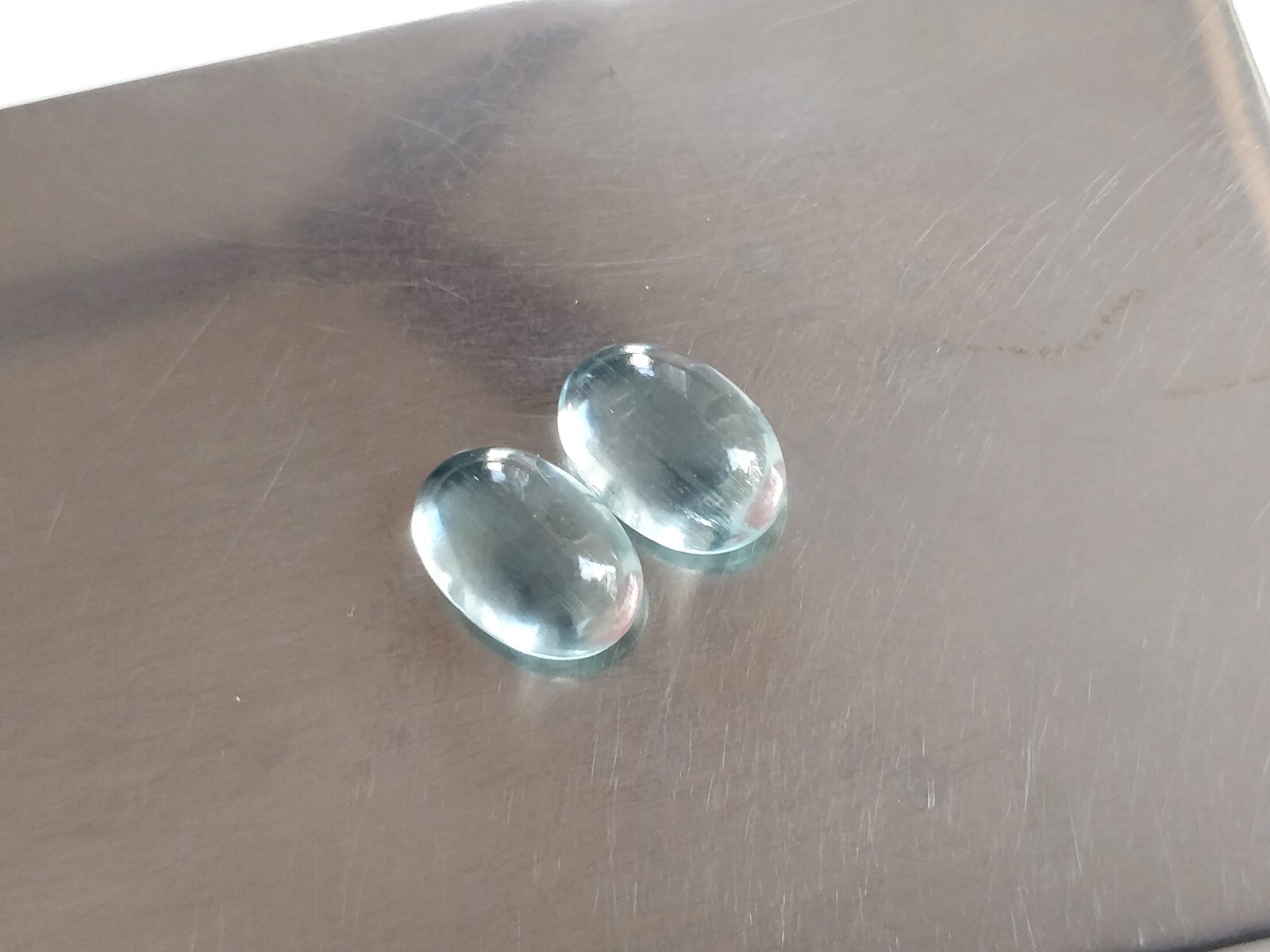 Oval shape Cabochons AAA+ Blue Aquamarine earring pair Natural gemstones