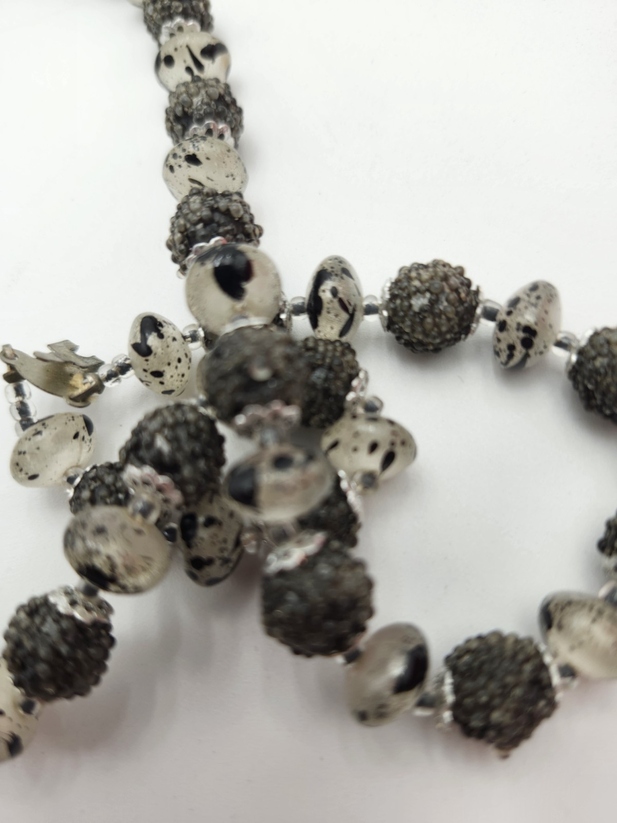 Vintage Black & Clear Bead Multi Strand Necklace Elegant